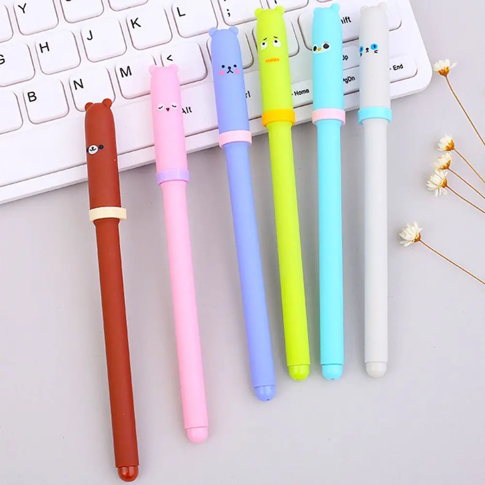 

Милый подарок для детей, мультяшный медведь 0,5 мм, милая гелевая ручка для письма, школьные канцелярские принадлежности