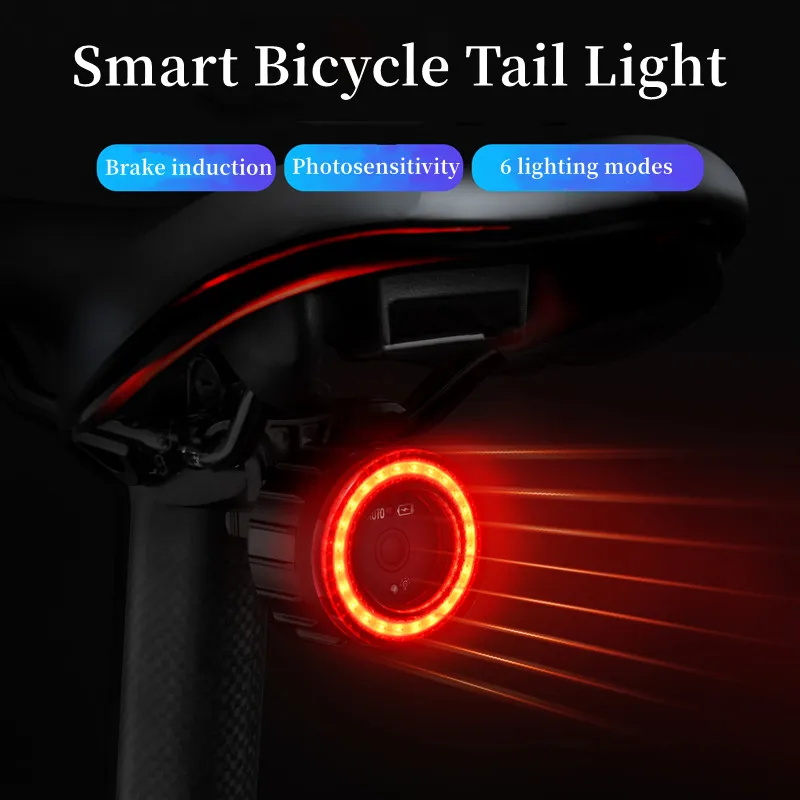 

MEROCA Bicycle Rear Light Smart Brake Light Induction Tail Light USB Charging MTB Road Bike Lighting Night Riding Tail Lights