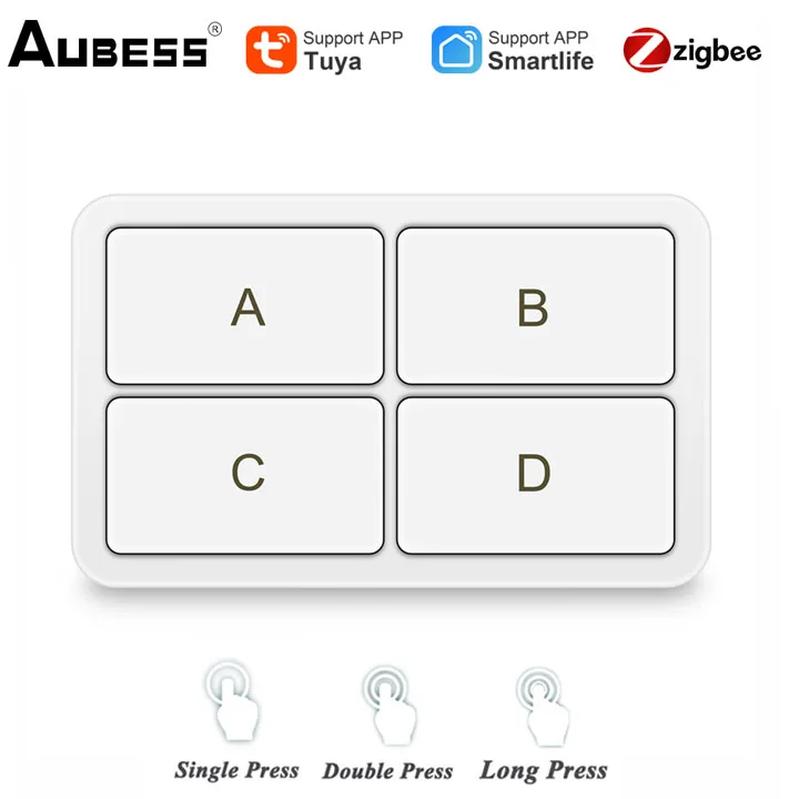 

Tuya Smart Home ZigBee Wireless Button Switch 4 Gang Scene Switch 4 Button 12 Scene Modes For Air Conditioner Lights Smartlife