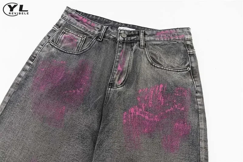 Джинсы мужские и женские прямые в стиле хип-хоп с высокой талией широкими