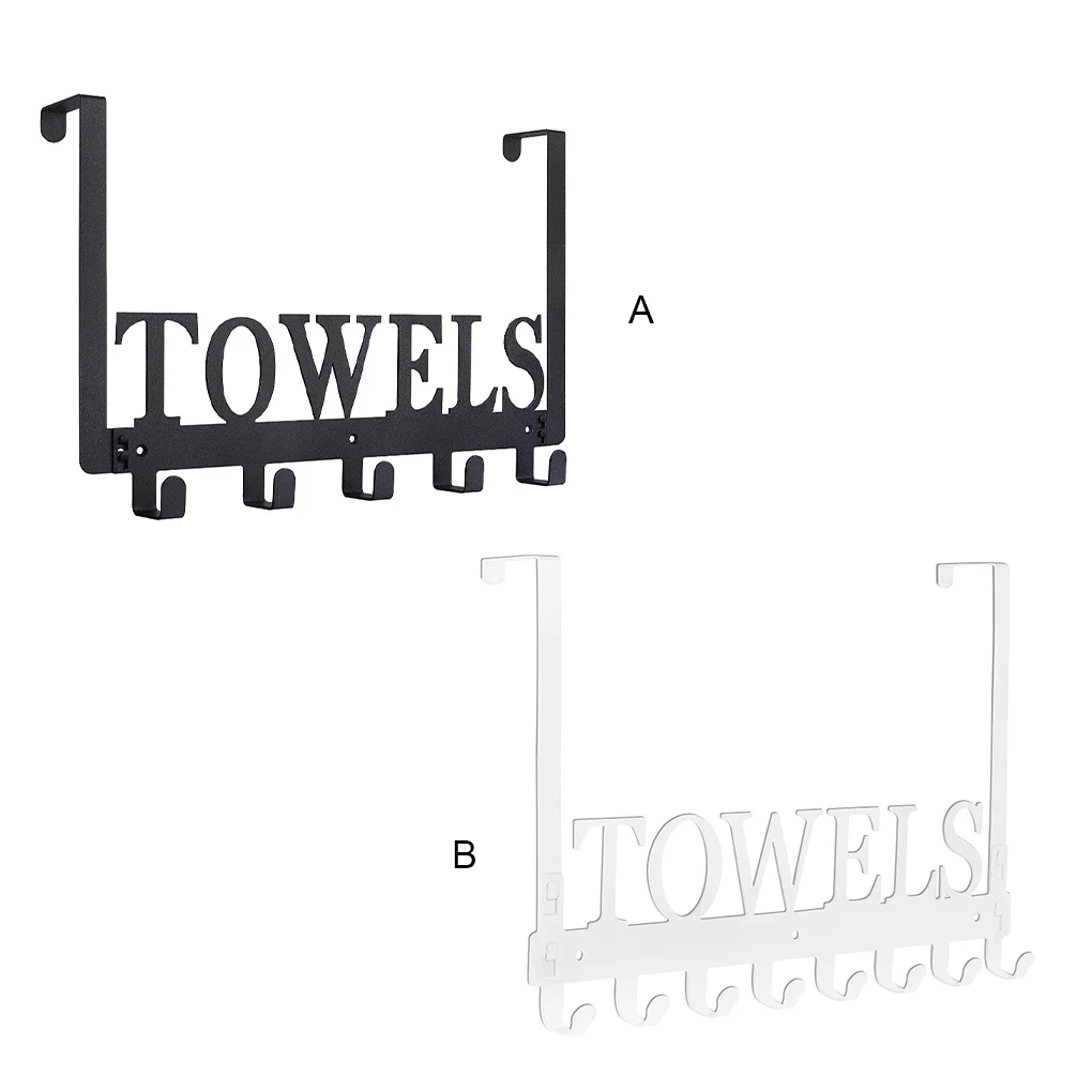 

Bathroom Towel Hanger Wall Mounting Pre-drilled Door Back Hook Home Toilet Bathrobe Hanging Holder Accessories Black