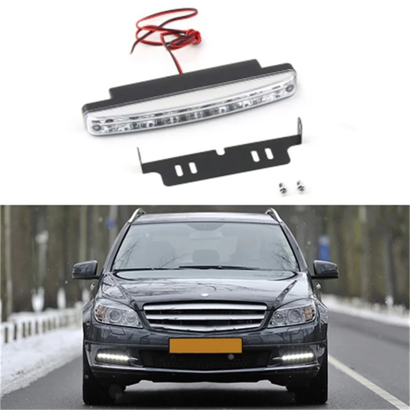 

12V 8 LED Universal Car LED Light Car Daytime Running Fog Lamp Car Driving Light Super Bright White Light Auxiliary Lamp