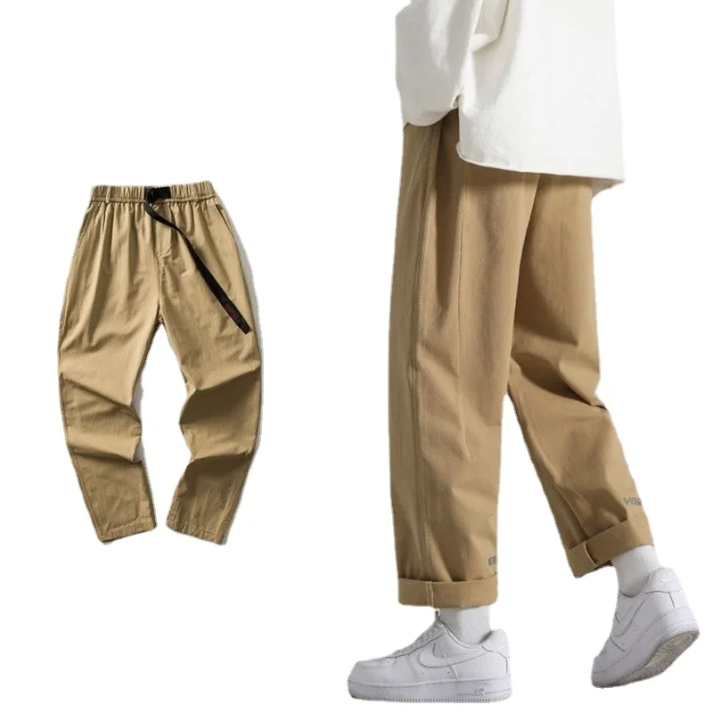 

Plus Size Oversize Cargo Casual Pants Men Solid Color Straight Trousers All-match Loose Baggy Fashion High Street Pants A23