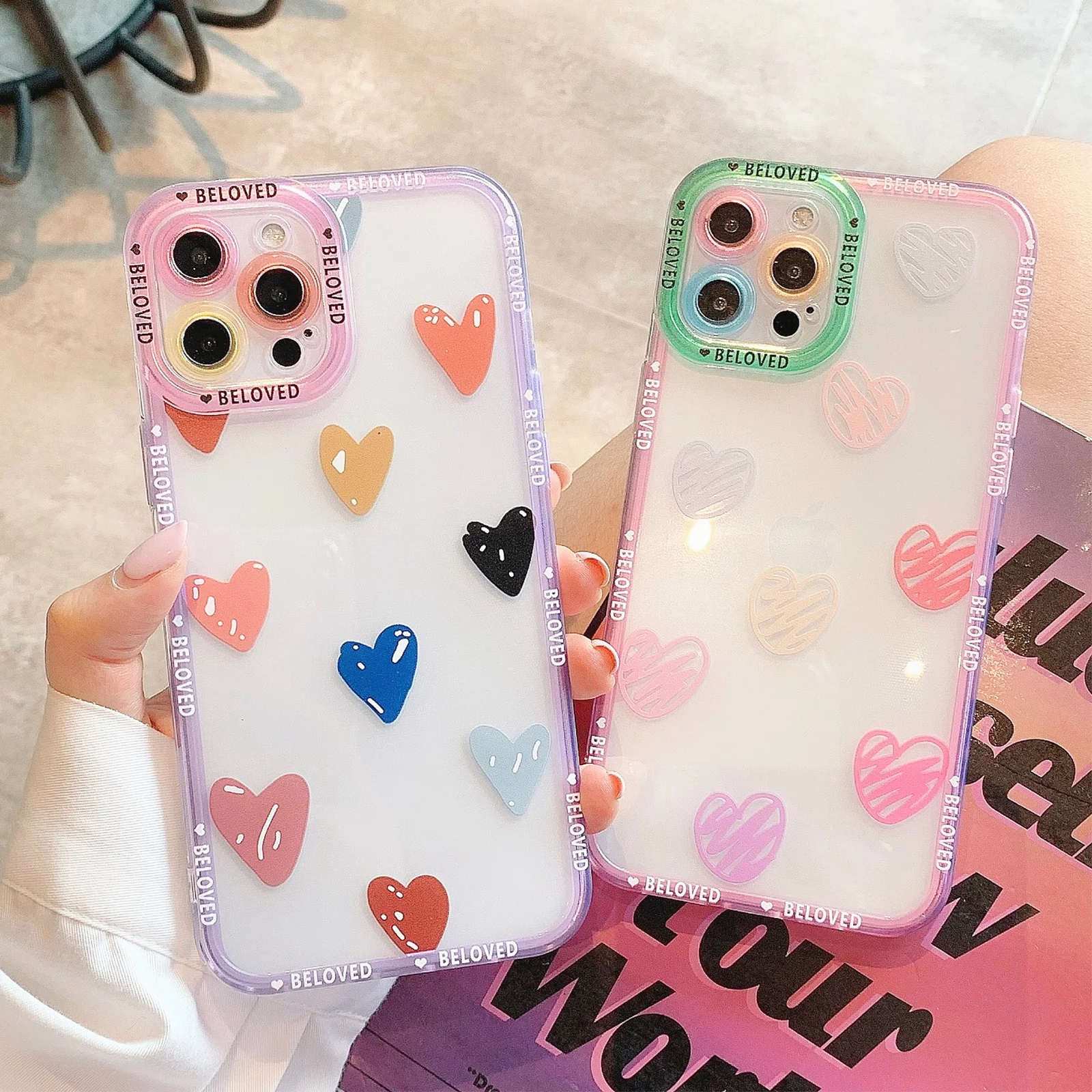 Цветной чехол для IPhone в форме сердца моделей 13 12 11 Pro max XR x XS 7 8 plus |