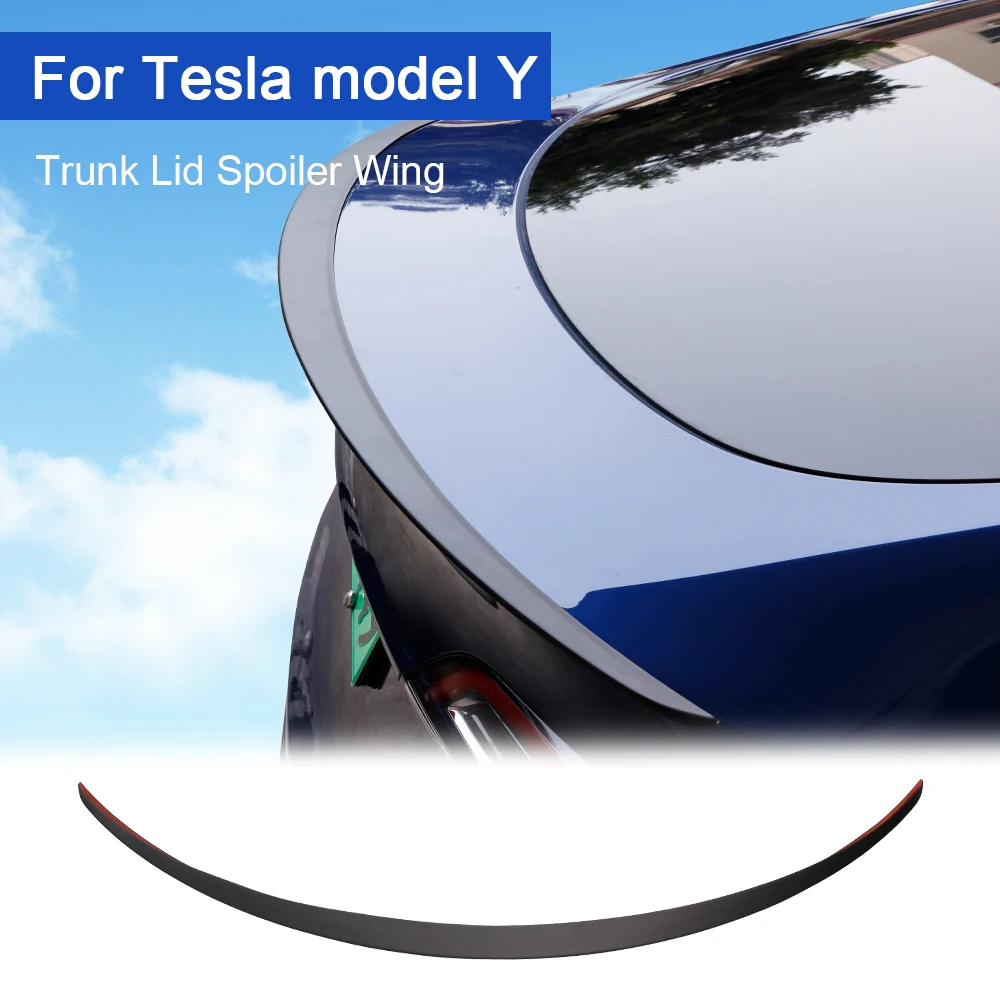 

Для Tesla Tail Spoile с узором из углеродного волокна, крышка багажника, спойлер, крыло, установка без ударов, 2017-2024, автомобиль для Tesla Model Y