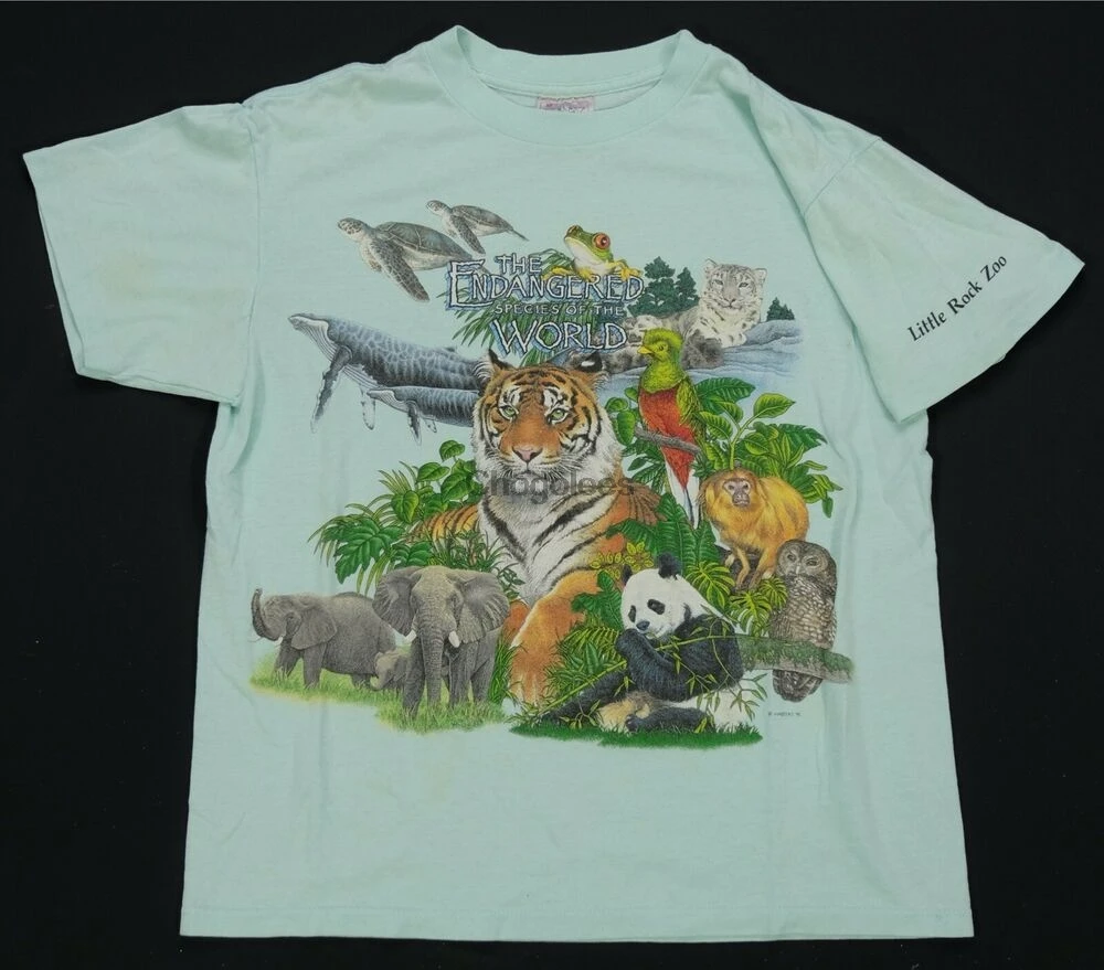 Редкая Винтажная футболка с изображением животных под угрозой исчезновения мира