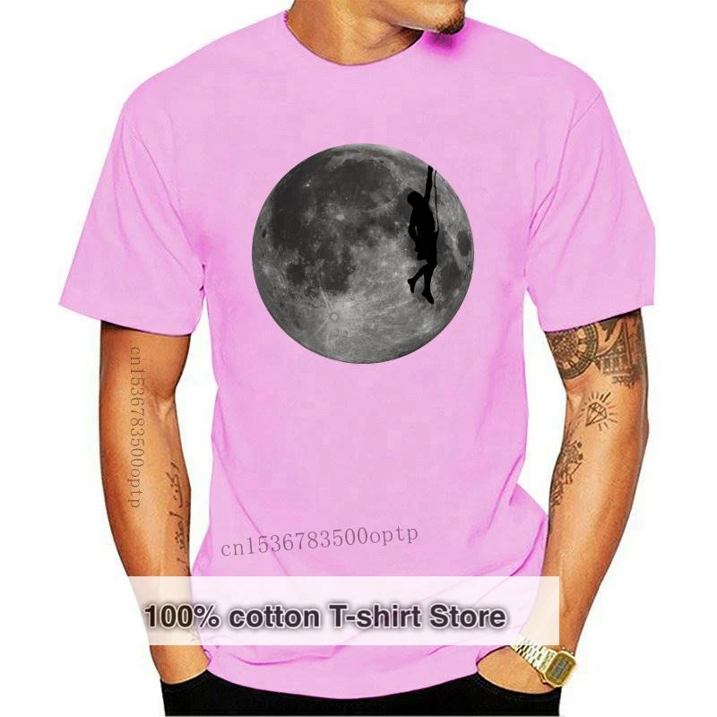 

New Rock Climbing Moon - Mens T-Shirt - Mountain Climbing - Rock Climb Print T Shirt Mens Short Sleeve Hot Harajuku