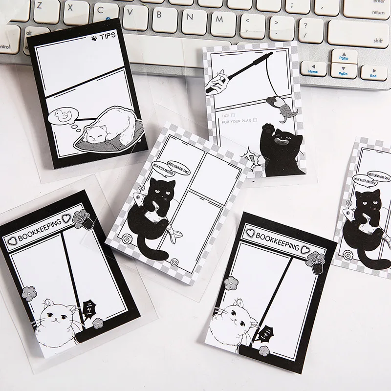 30 листов черно-белый мультфильм аниме Кот блокнот Скрапбукинг сделай сам милый