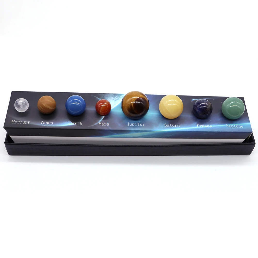 

8Pcs / Set Natural Stone Universe Solar System Outer Space Energy Gemstone Crystal Education Cognitive Home Decorations Gem Gift