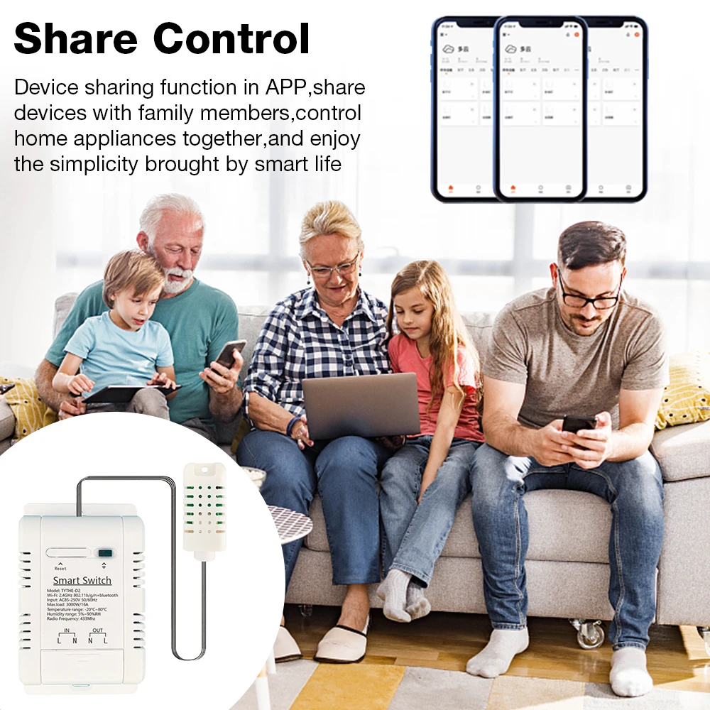

With Alexa Google Home Wifi Smart Switch Electricity Statistics Smart Temperature And Humidity Sensor App Remote Control 16a