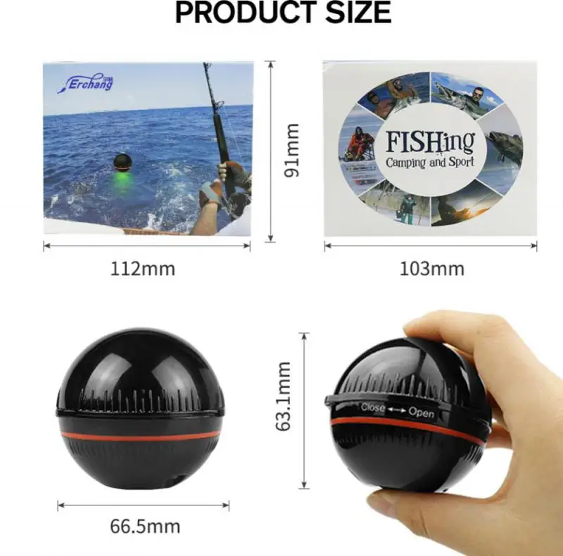 Enlarge Echo Sounder Portable Wireless Fish Finder Sonar 48m/160ft Detector Fishing Alarm IOS&Android Russia Warehouse