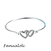 fanualoli 2022 new fashion accessories silver love heart bracelet fashion fine jewelry wedding party birthday gift free shipping