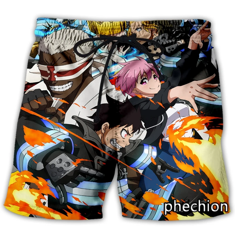 

phechion New Men/Women Anime Fire Force 3D Printed Casual Shorts Fashion Streetwear Men Loose Sporting Shorts A99