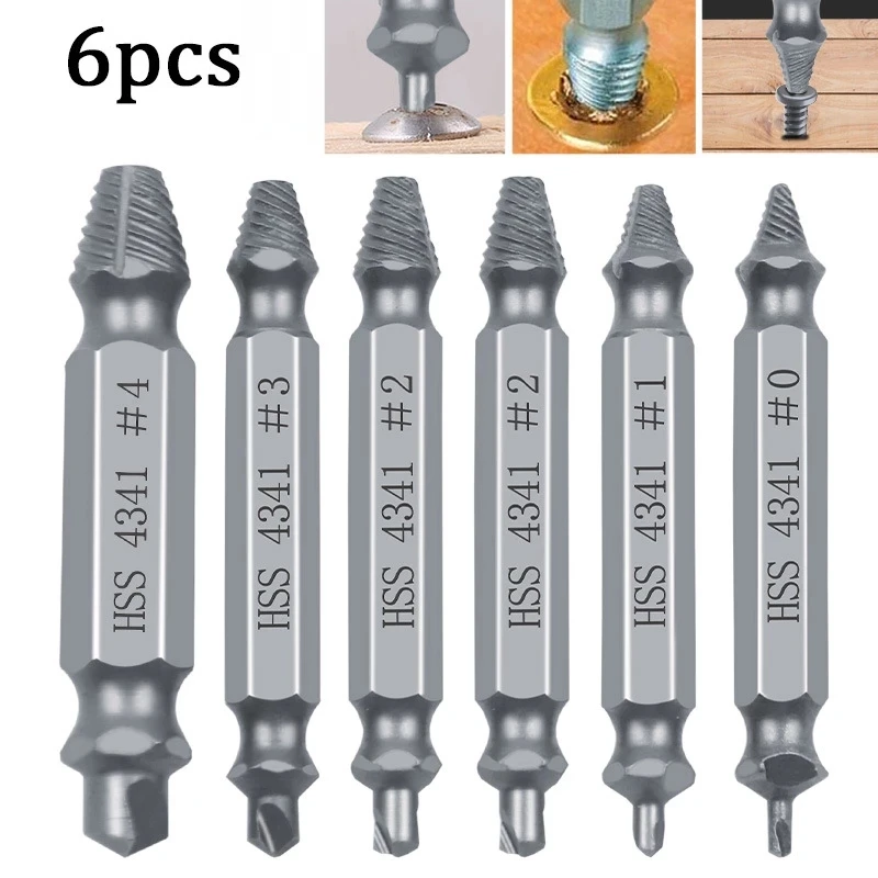 

6Pcs/set Damaged Screw Extractor Drill Bits Easily Take Out Broken Screw/Bolt Remover Stripped Screws Extractor Demolition Tool