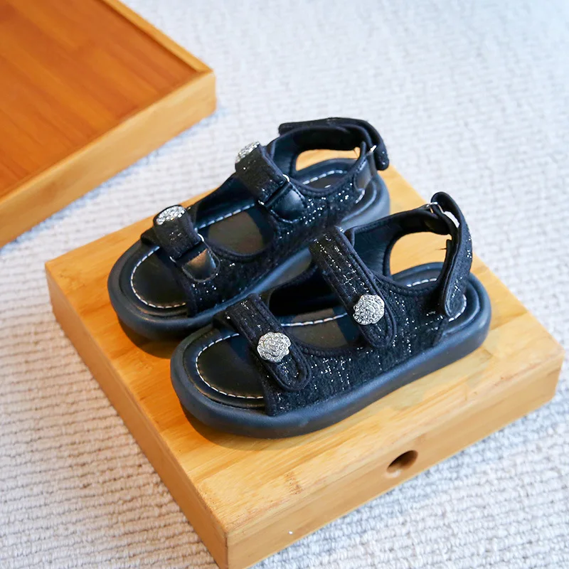 

Girls Casual Sandals Solid Black 2022 Children Summer New Kids Fashion Princess Japanese Style Classic Dress Shoes