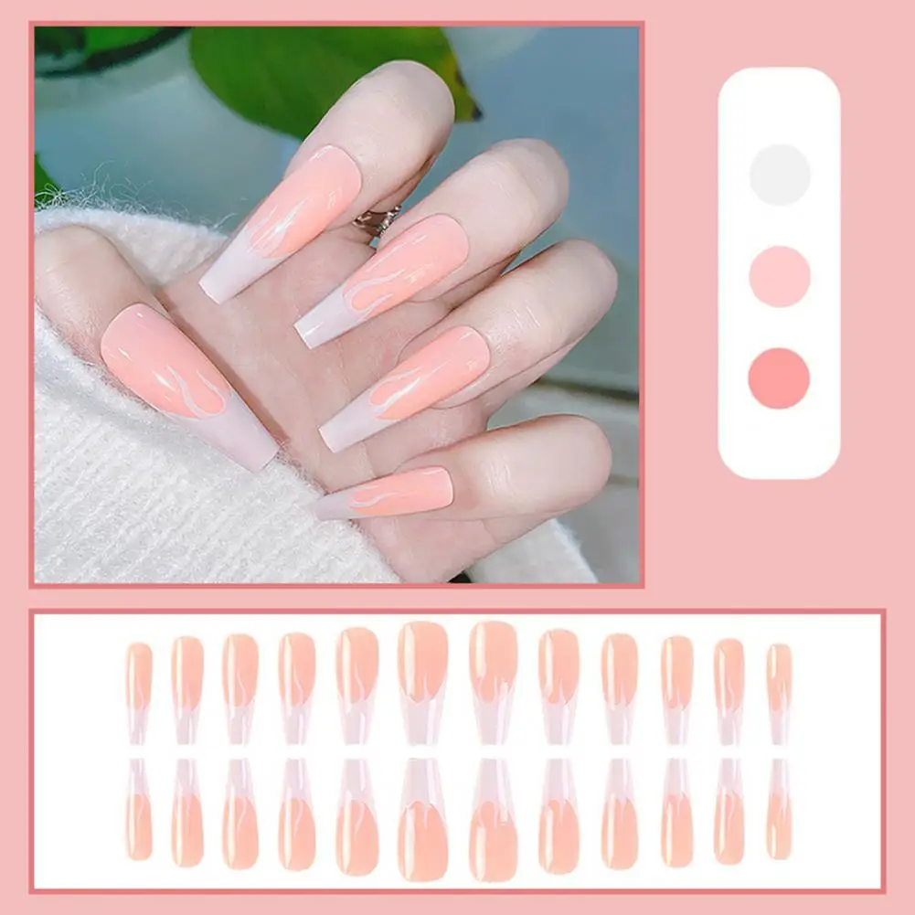 

1 Set Fake Nail Patches Lightweight French Fake Nails Manicure Decals Patch with Glue Fashion Detachable French Fake Nails