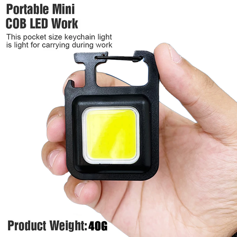 Portable Mini LED Flashlight Work Light Portable Pocket Flashlight Keychains Headlamp USB Rechargeable Outdoor Camping 500mAH