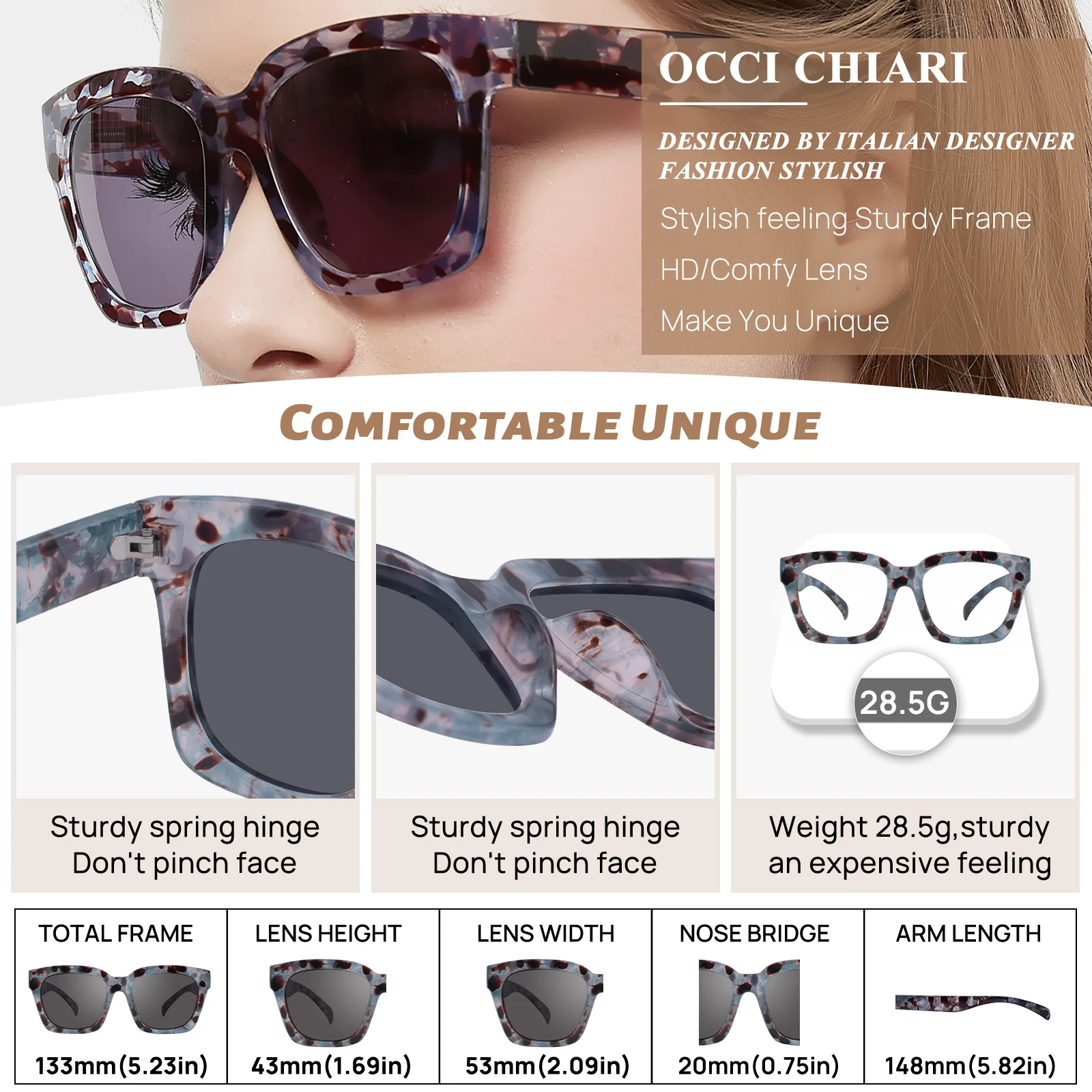 Очки солнцезащитные женские с большой оправой квадратные большие солнечные очки