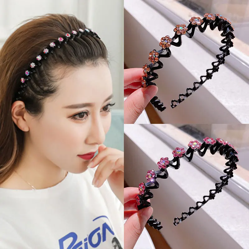 

Fashion Pearl Non-Slip Rhinestone Hairbands Elastic Flower Women Hair Hoop Bands Headband Bezel Girls Hair Accessories Headdress
