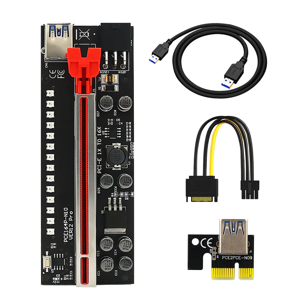 

6 Sets PCIE Riser Running Light Practical Mining Extension Cable Mining GPU Extension Cable GPU Riser