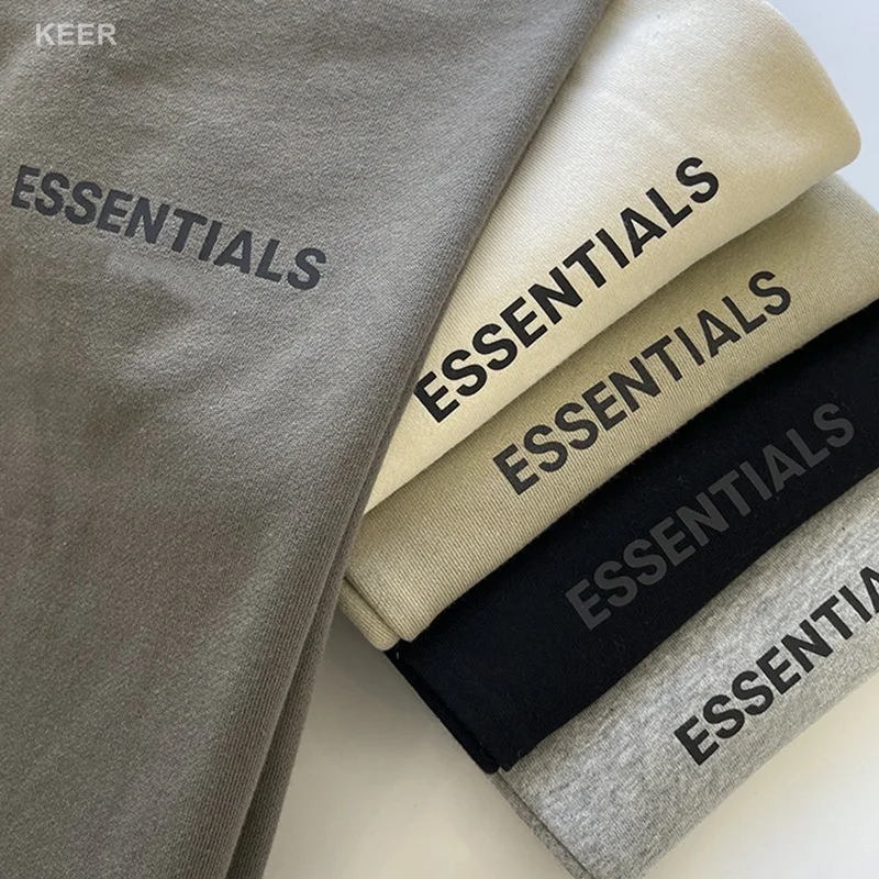 ESSENTIALS Men Jogging Pants Jerry Lorenzo Designer 1:1 Printed Reflective Letters 100% Cotton Hip Hop Loose Unisex Sweatpants