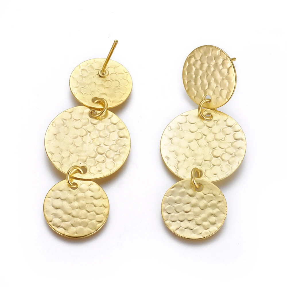 

1Pair Classic Brass Ear Studs Matte Gold Color Flat Round Tassel Stud Earrings For DIY Jewelry Findings Making Accessories