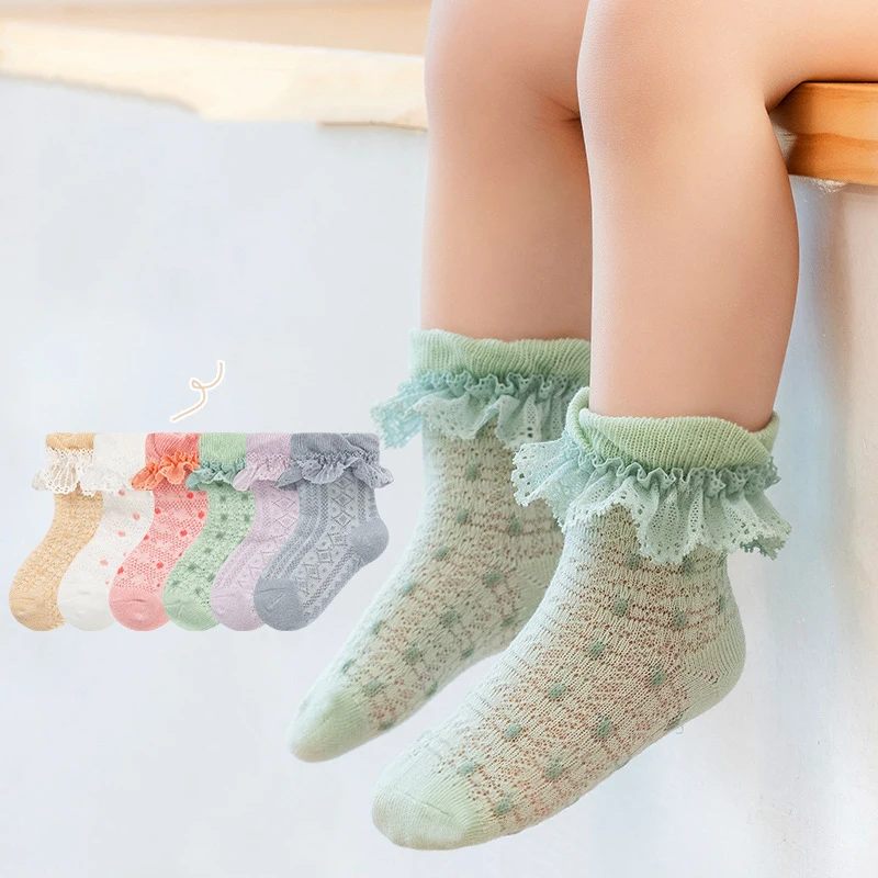 

2022 Baby Sock Candy Color Princess Socks for Kids Infant Socks Sweet Mesh Lace Socks Designer Baby Girl Stuff