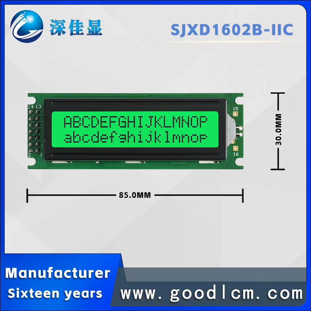 Отличный интерфейс промышленного управления IIC/I2C SJXD1602B-IIC STN Зеленый