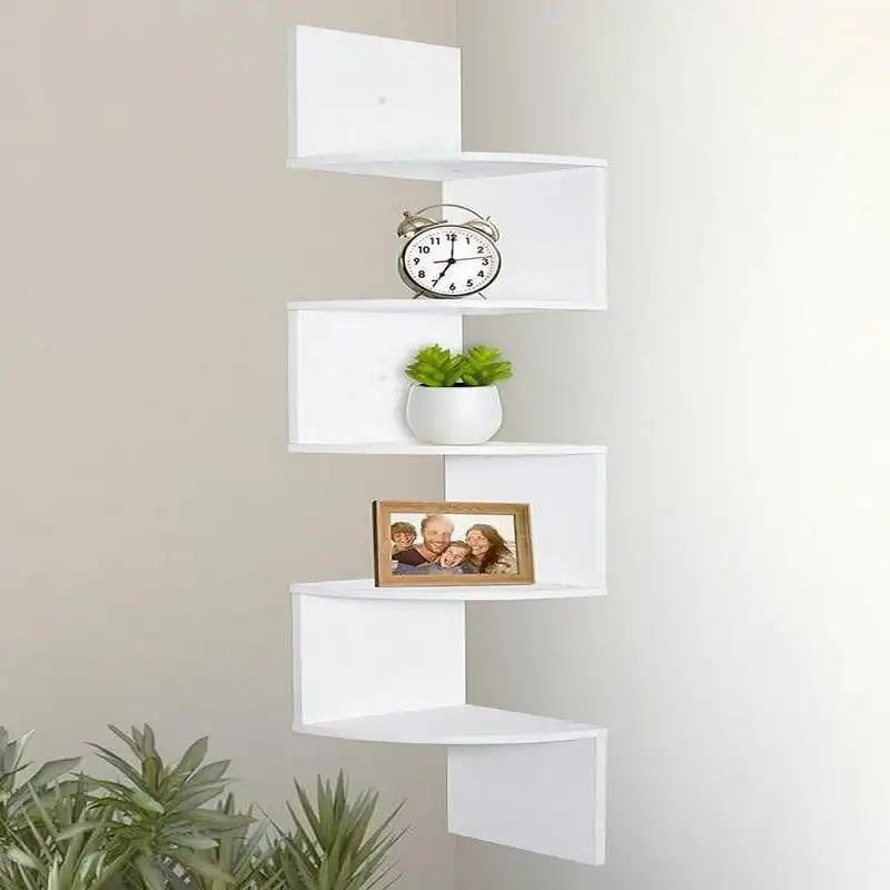 

Tier Wood Floating Wall Mount Corner Shelves White Finish