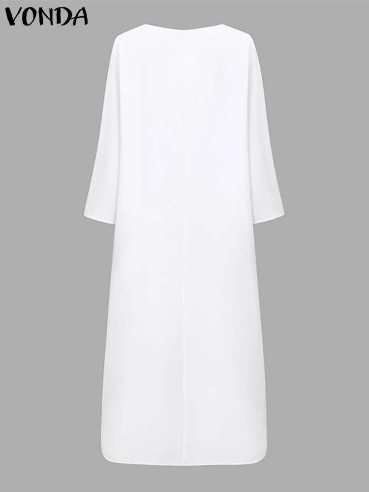 VONDA женская блузка с длинным рукавом 2024 однотонные блузки неровным подолом
