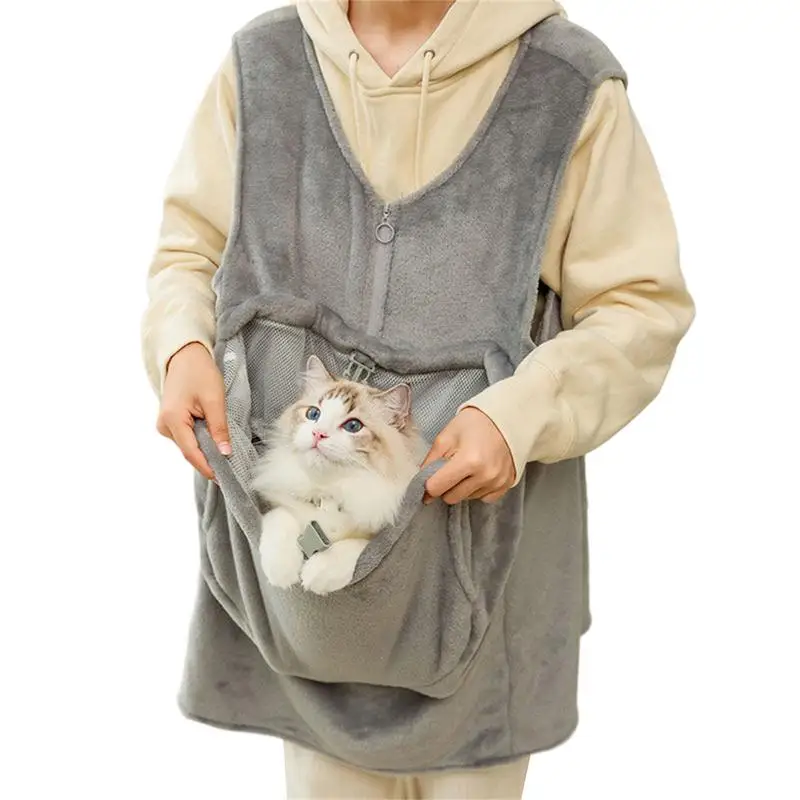 

Apron To Hold Cat Skin-Friendly Flannel Cat Shoulder Apron Outdoor Cat Sleeping Bag With Easy Fastening For Home Walking