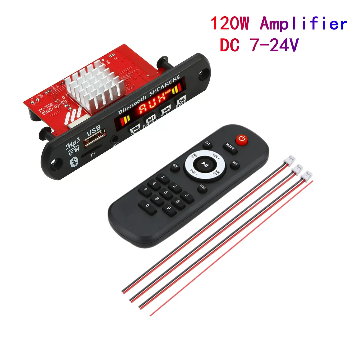 

NEW DC 7V-24V 2*60W Amplifier MP3 Decoder Board 120W MP3 Player Bluetooth V5.0 USB Module FM AUX Radio Recording For Speaker