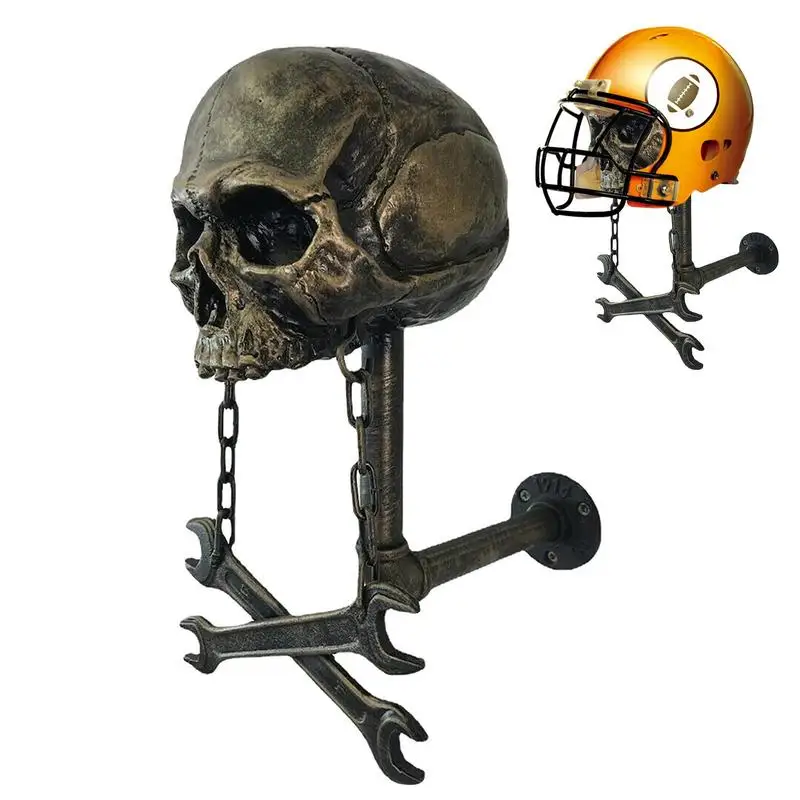 

Motorcycle Helmet Rack Skull Helmets Holder Display Wall Mount Skull Shape Helmet Rack Ghost Head Jacket Hanger Bracket For Home