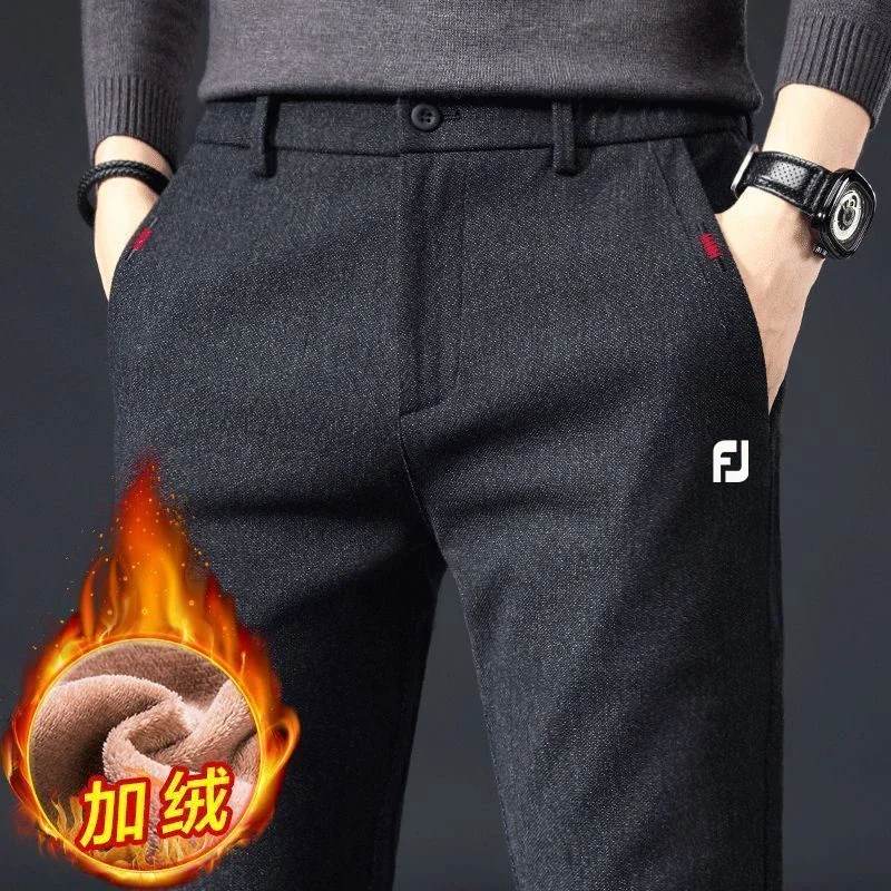

Winter Fleece Warm Men's Brushed Fabric Casual Pants Business Fashion Slim Fit Stretch Thick Velvet Cotton Trousers Male 28-38