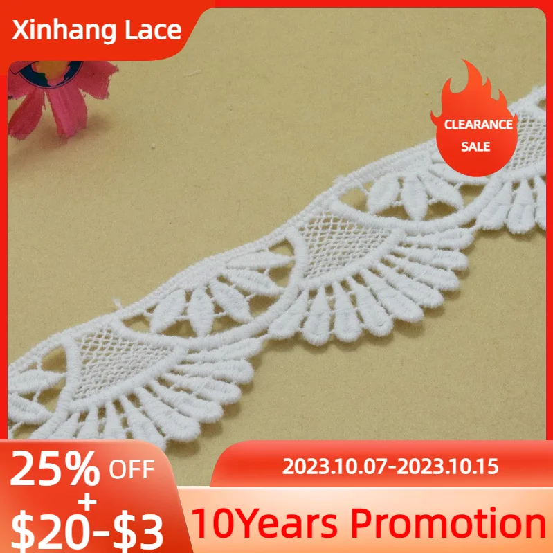 

10yards 4.5cm white 100% cotton embroidery lace french lace ribbon fabric guipure diy trims warp knitting sewing Accessories3265