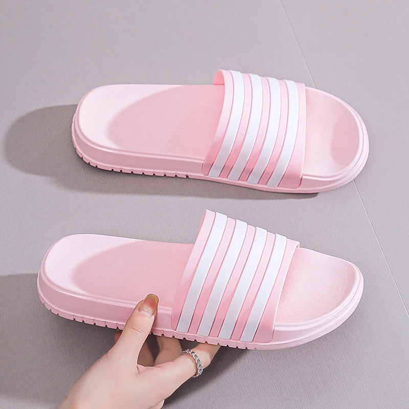 Брендовые тапочки для мужчин и женщин летние полосатые шлепанцы бассейна пара