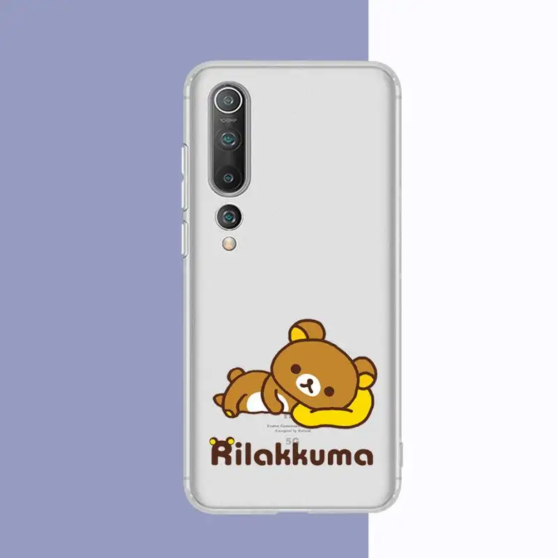 YNDFCNB Rilakkuma чехол для телефона Samsung S20 S10 lite S21 plus Redmi Note8 9pro Huawei P20 прозрачный |