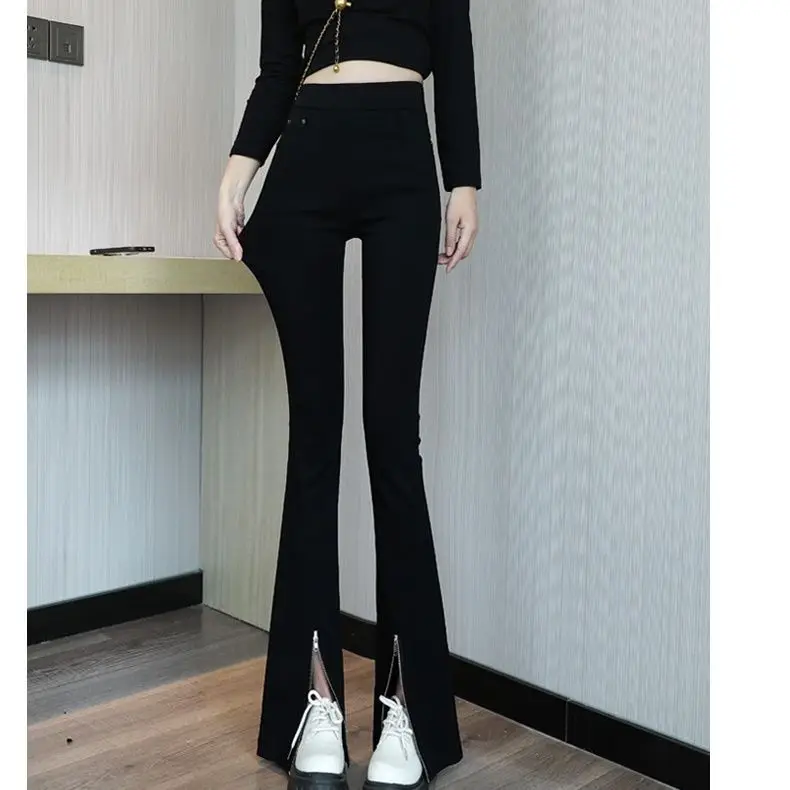 

2023 New Spring Autumn Women Korean Chic Solid Flare Pants Fashion Casual Female High Waist Silm Long Trousers Clothing D87