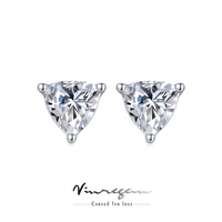 vinregem classic solid 925 sterling silver triangle 1ct vvs1 moissanite pass test diamond stud earrings for women gift wholesale
