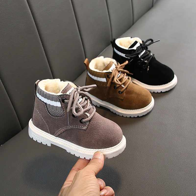 Children Casual Shoes Autumn Winter Snow Boots Boys Shoes Fashion Leather Soft Antislip Girls Boots 21-30 Sport Running Shoes