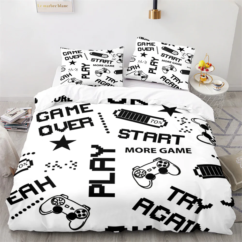 

Набор с пуговицами для мальчиков, украшение для игровой комнаты, из полиэстера, пододеяльник King Size, наволочки, геймпад, пододеяльник, желтый ...