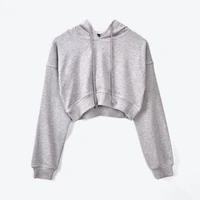 womens solid fashion crop top gray hooded sweatshirt lace womens hoodie sexy 2021 fall fashionable women long sleeve clothes