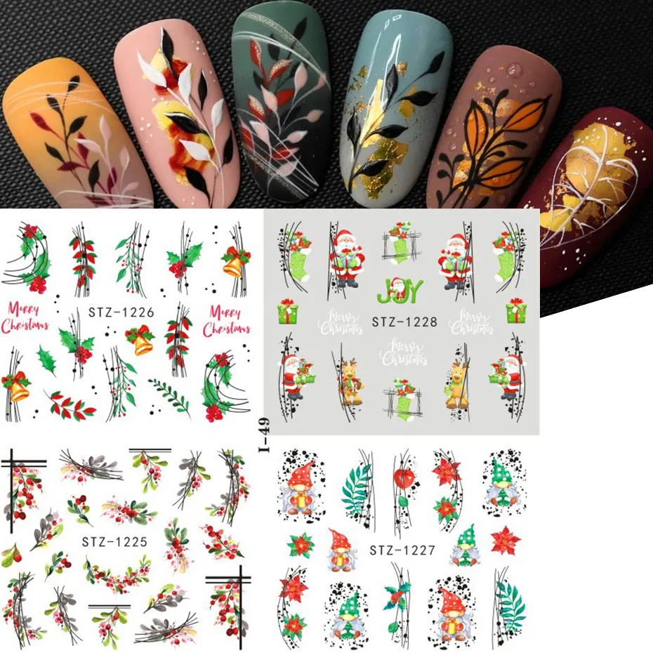 4pcs Spring Bird Snowflakes Nail Stickers Penguin Santa Elk Christmas Water Transfer Decals New Year Decor Manicure SAI44-49 - купить по