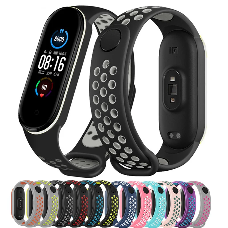 

Ремешок силиконовый для Xiaomi Mi Band 6 5 7, сменный спортивный браслет с защитой от пота для MiBand 7 6, аксессуары для наручных браслетов