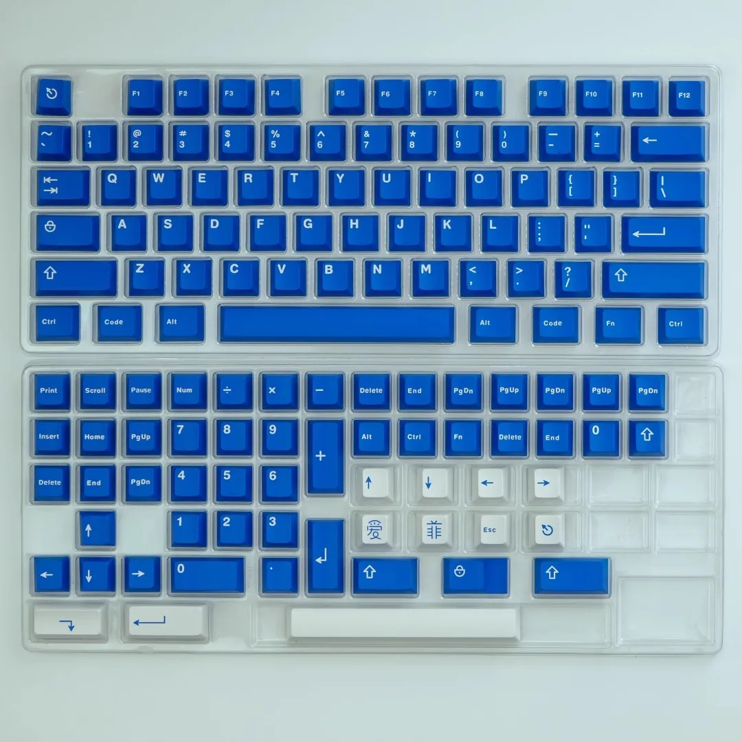 Фото Кастомные кейкапы Aifei Icon GMK Classic Blue, 132 клавиши, ABS, Double Shot, Cherry Profile, для клавиатур 61, 64, 68, 84, 87, 96, 980, 104. Подарок. №3