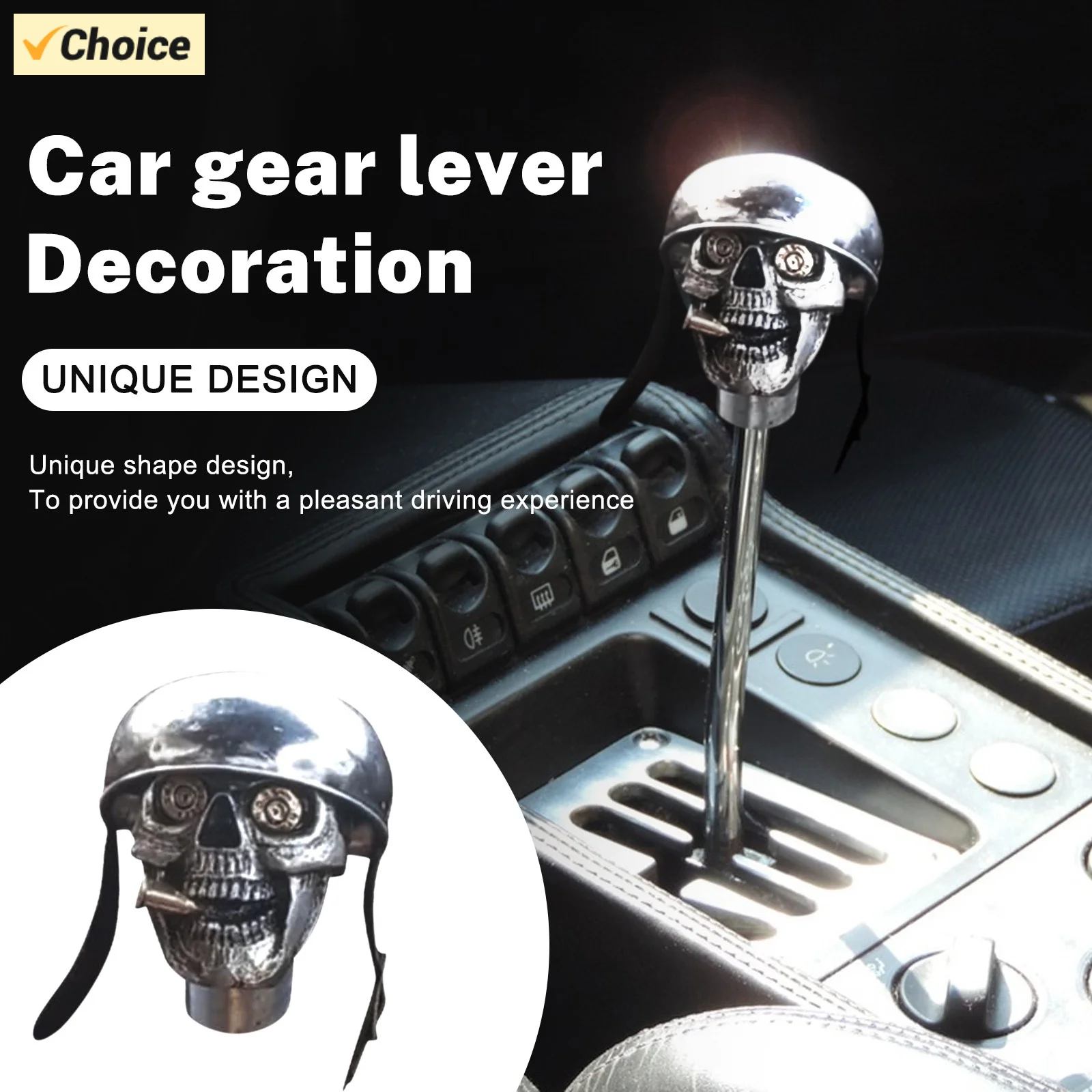 Ручка рычага переключения передач ручной работы серебристые черепа дьявола