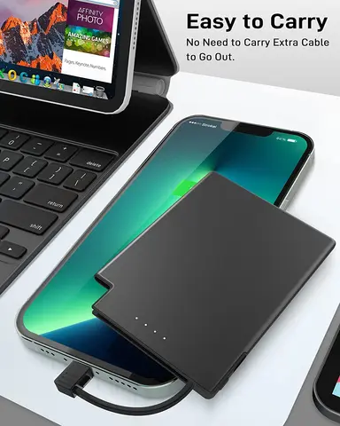 Портативное зарядное устройство TNTOR, Встроенный кабель, Ультратонкий внешний аккумулятор 3500 мАч, внешний аккумулятор для быстрой зарядки для iphone, xiaomi