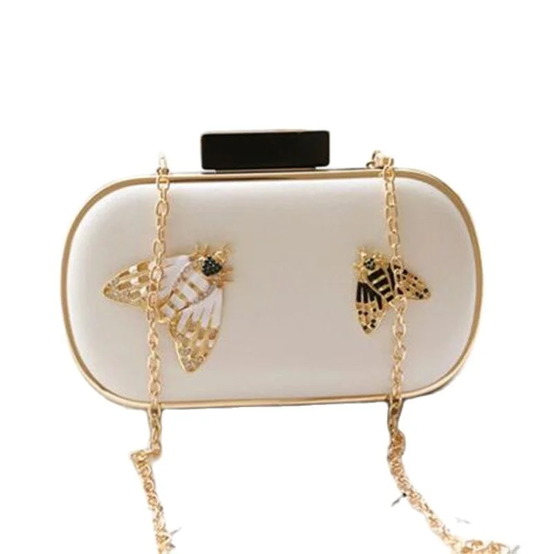 

High Quality Women Diamond Bee Evening Bags Brand Dinner Clutch Wallets With Chain Party Bags Drop Shipping MN459