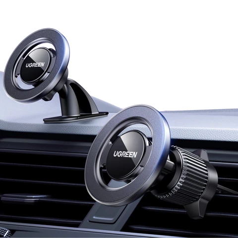 UGREEN Магнитный автомобильный держатель для телефона Сильные магниты 2 в 1 360 °   Вращающееся автомобильное крепление для Magsafe iPhone 16 15 Pro Samsung S25 Xiaomi