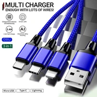 mokoemi 3 in 1 usb cable fast charging cable usb type c cable for mobile phone lightning micro usb cable charger